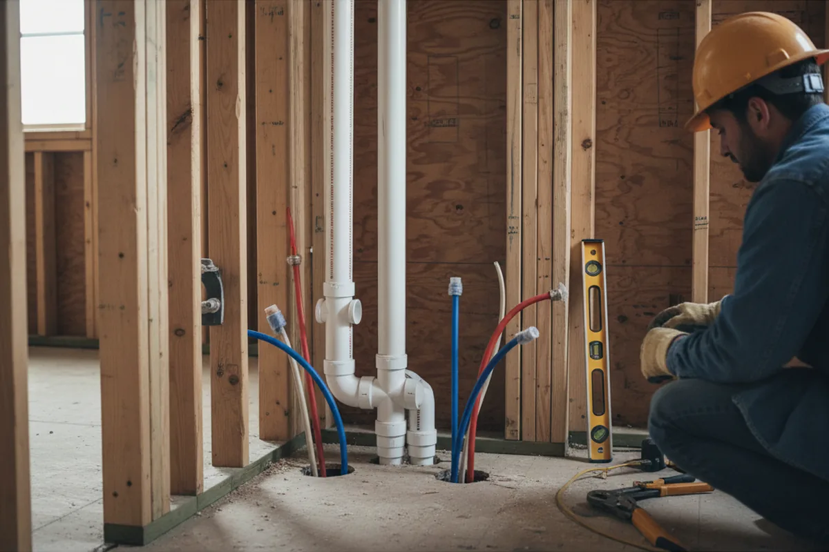Drain and supply rough-in during Drain Cleaning in Hanlontown