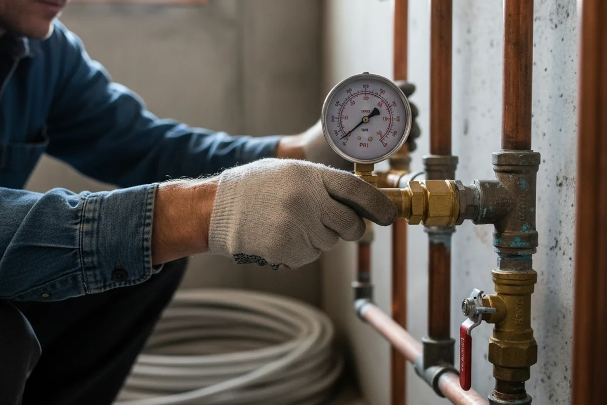 Pressure testing a repaired line during Water Line Repair in Hanlontown